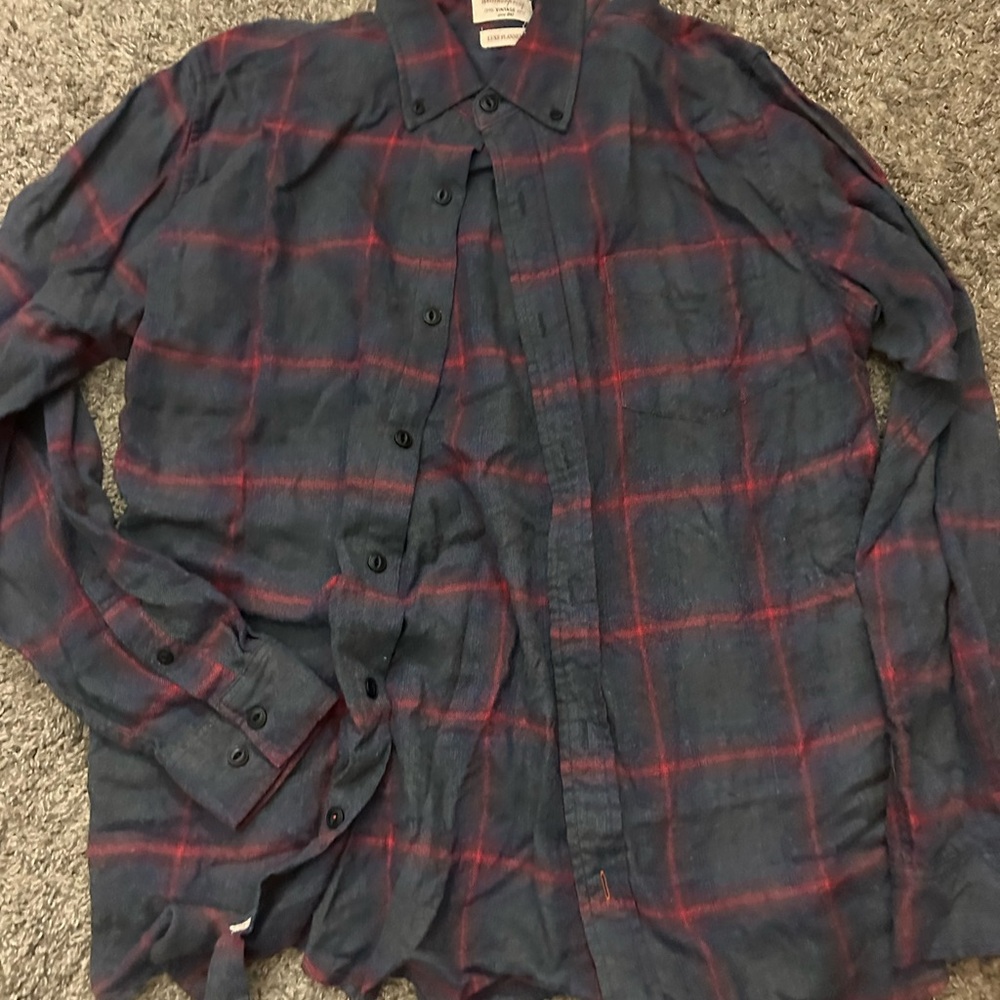 Weatherproof Men's Casual Button Down Shirt - Blue and Red Plaid